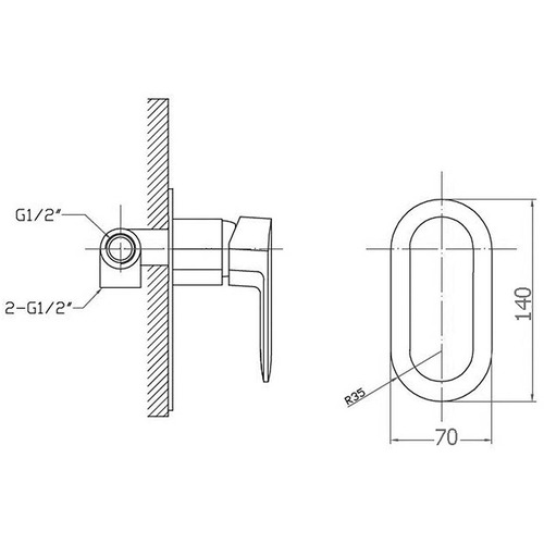 Oval Curved Shower/Bath Wall Mixer