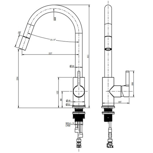 Rund Pull-Out Kitchen Mixer