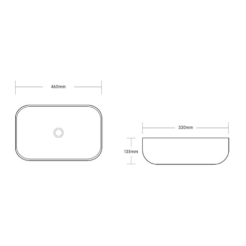 Alvize 460mm Matte Black Carrara Rectangular Ceramic Marble Above Counter Basin