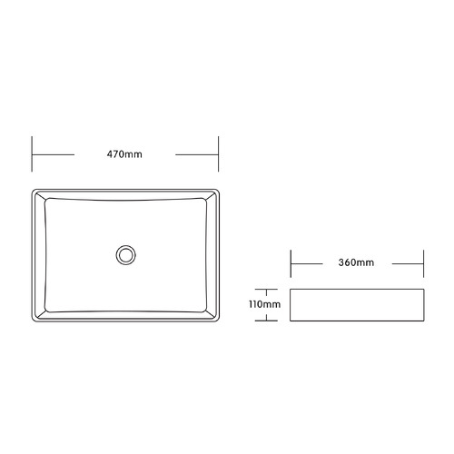 Massimo 470mm Matte Black Carrara Rectangular Ceramic Marble Above Counter Basin