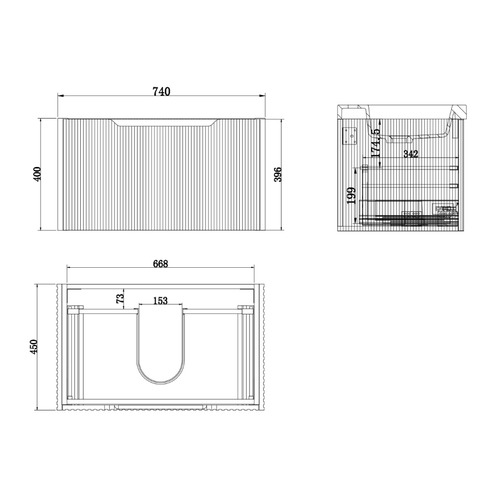 Dustin 740mm Wall Hung Single Vanity