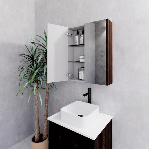 Hyacinth 600mm Fluted Mirrored Shaving Cabinet