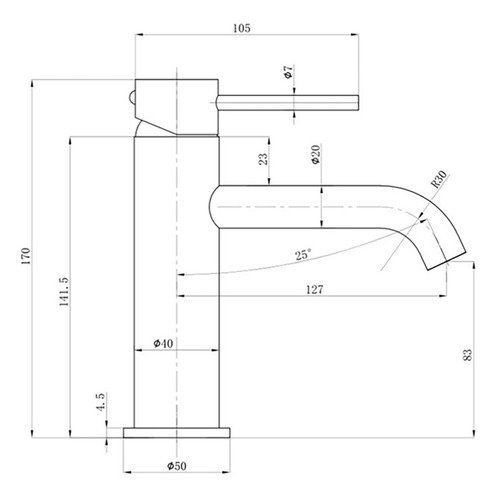 Garnet Curved Basin Mixer