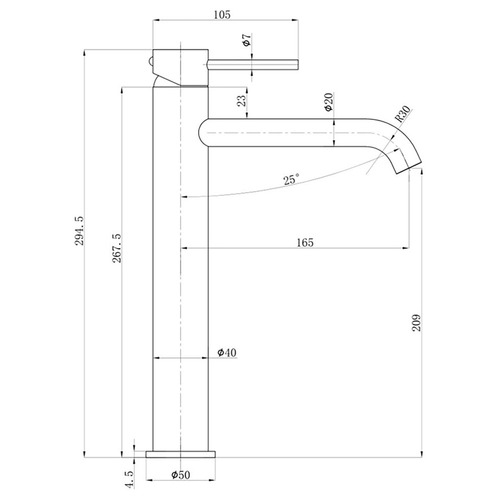 Garnet Tall Curved Basin Mixer