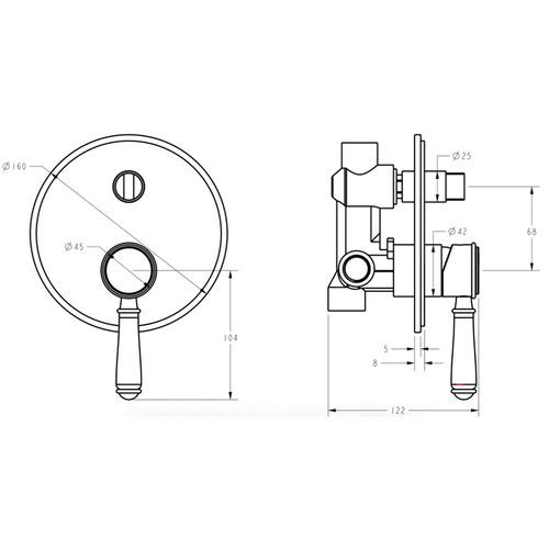 Prime Wall Mixer with Diverter Trim Kit with Ceramic Handle