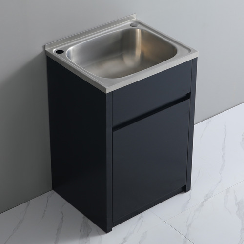 Octavia 600Mm Matte Black Laundry Tab