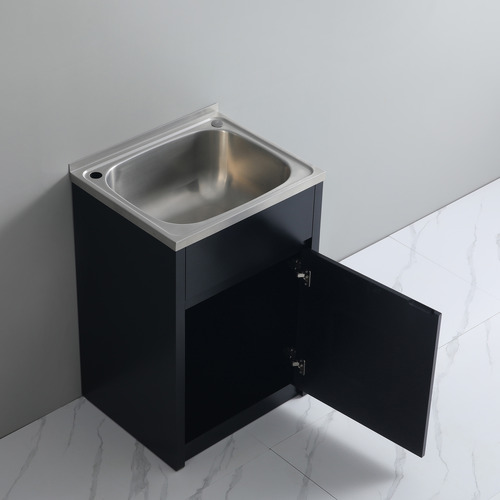 Octavia 600Mm Matte Black Laundry Tab