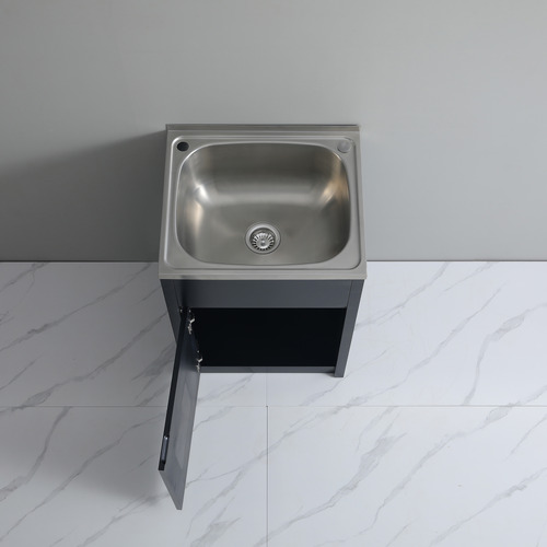 Octavia 600Mm Matte Black Laundry Tab