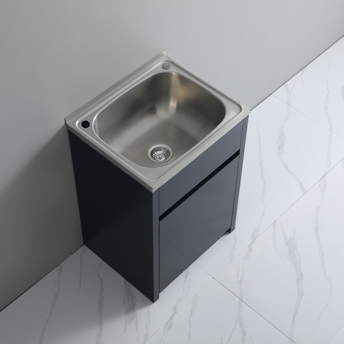 Octavia 600Mm Matte Black Laundry Tab