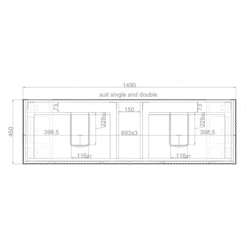 Plaga 1500mm Wall Hung Double Vanity