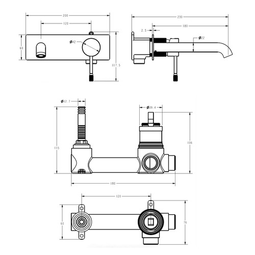 Trent Basin Wall Mixer Set