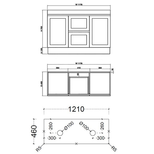 Stefania 1200mm Matte White Freestanding Double Vanity with Stone Countertop