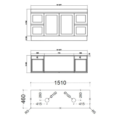 Stefania 1500mm Matte White Freestanding Double Vanity with Stone Countertop