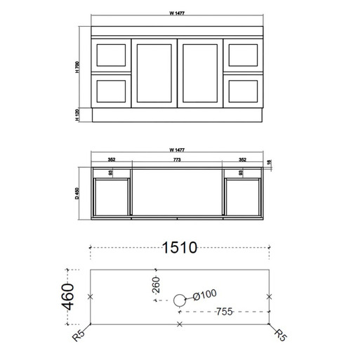 Stefania 1500mm Matte White Freestanding Single Vanity with Stone Countertop