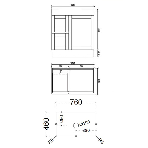 Stefania 750mm Matte White Freestanding Single Vanity with Stone Countertop