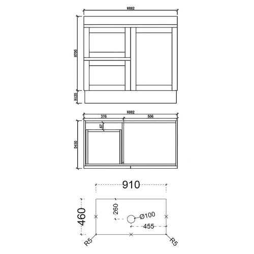 Stefania 900mm Matte White Freestanding Single Vanity with Stone Countertop