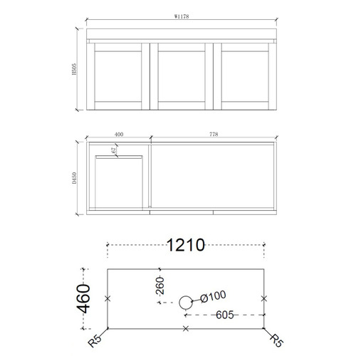 Stefania 1200mm Matte White Wall Hung Single Vanity with Stone Countertop