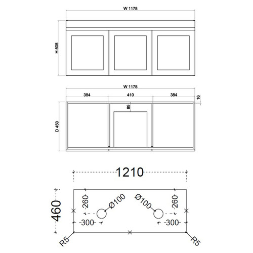 Stefania 1200mm Matte White Wall Hung Double Vanity with Stone Countertop