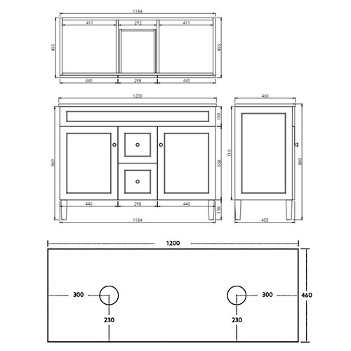 Seraphina 1200mm Freestanding Double Vanity with Stone Countertop