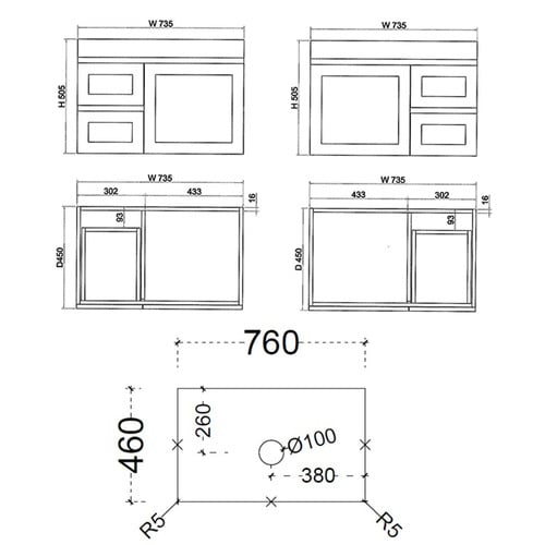 Stefania 750mm Matte White Wall Hung Single Vanity with Stone Countertop