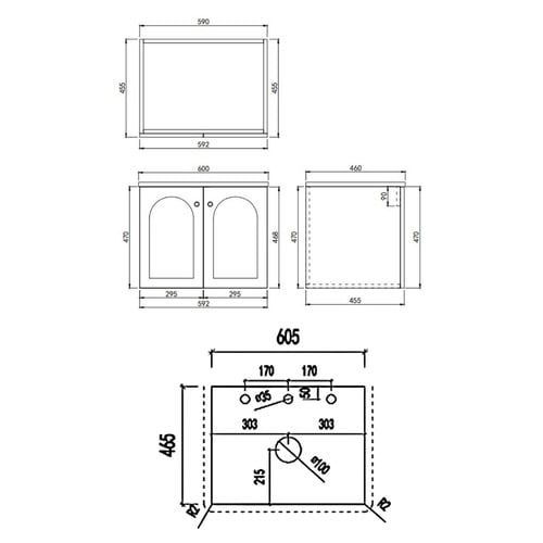 Stevie 600mm Wall Hung Single Vanity with Stone Countertop