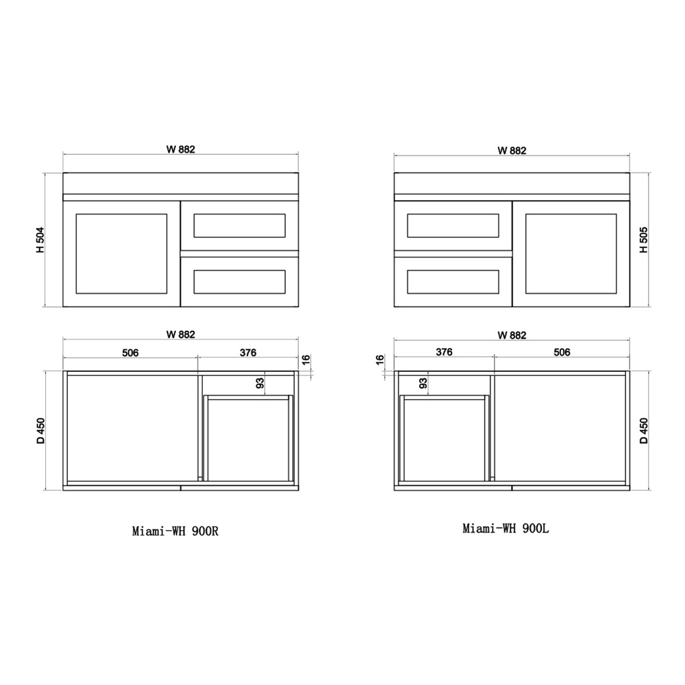 Stefania 900mm Matte White Wall Hung Single Vanity with Stone Countertop
