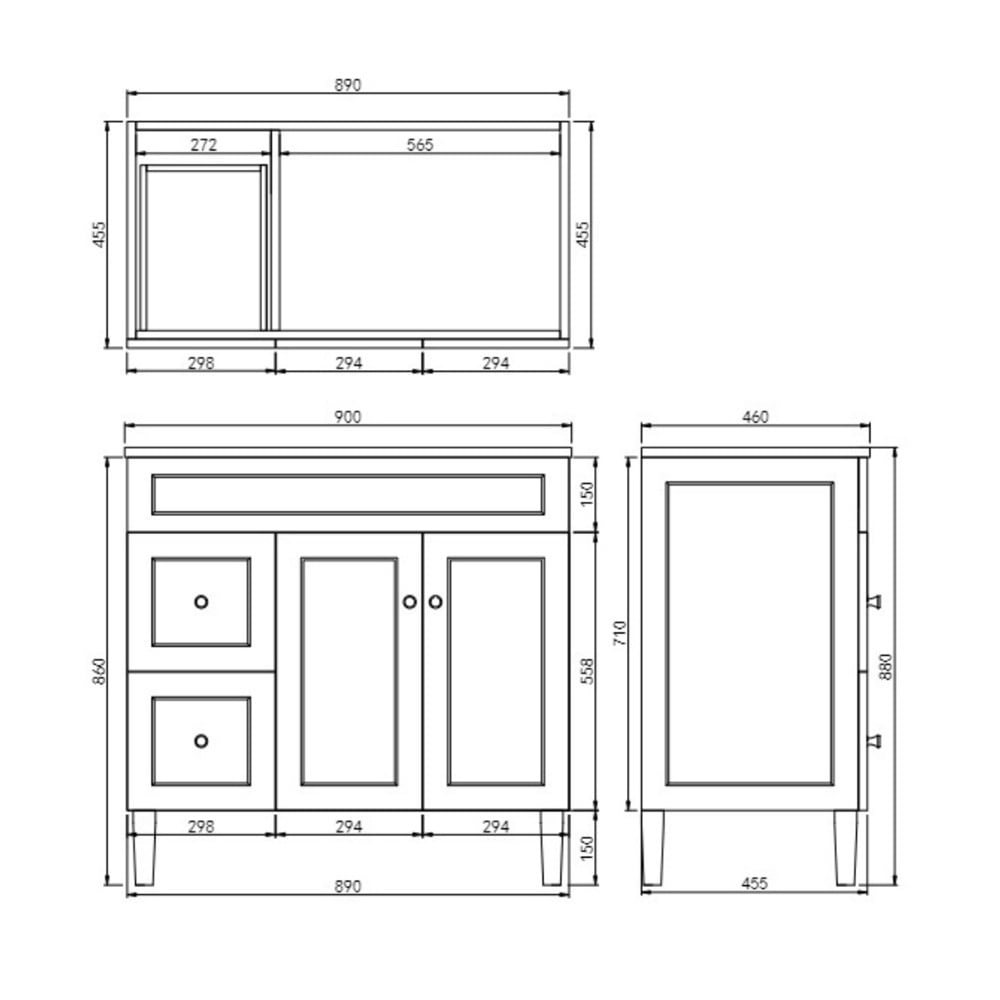 Seraphina 900mm Freestanding Single Vanity with Quartz Countertop