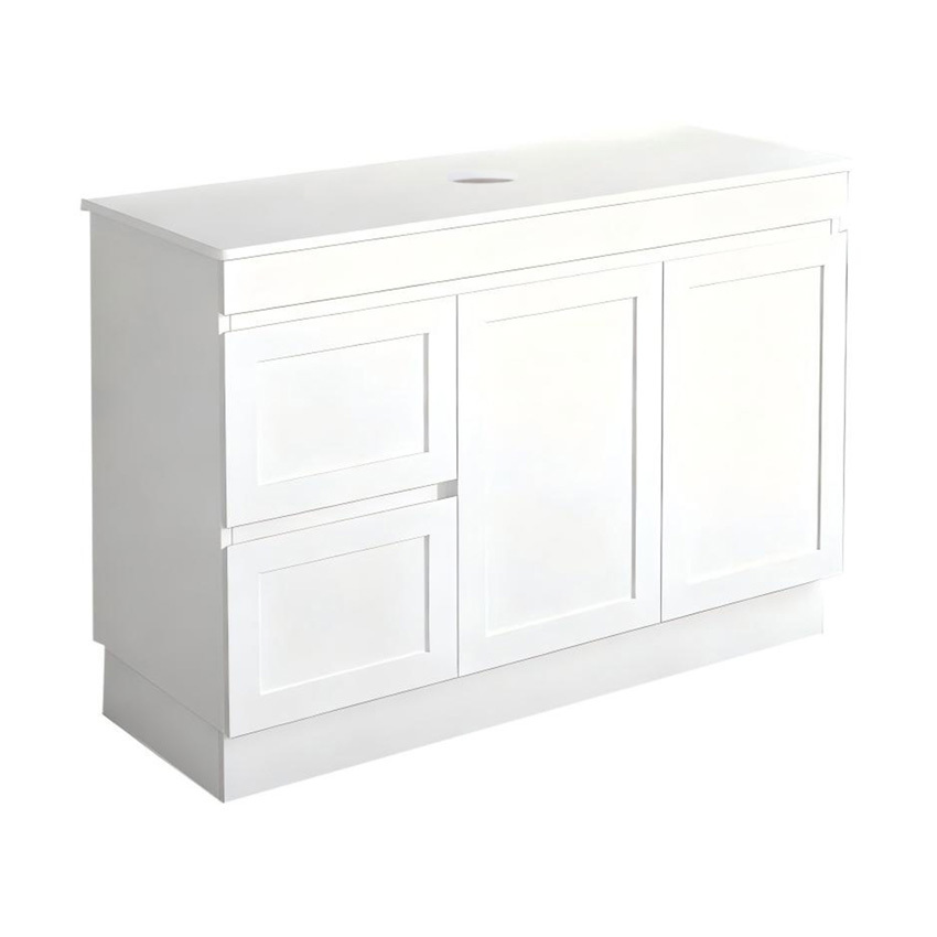 Stefania 1200mm Matte White Freestanding Single Vanity with Stone Countertop