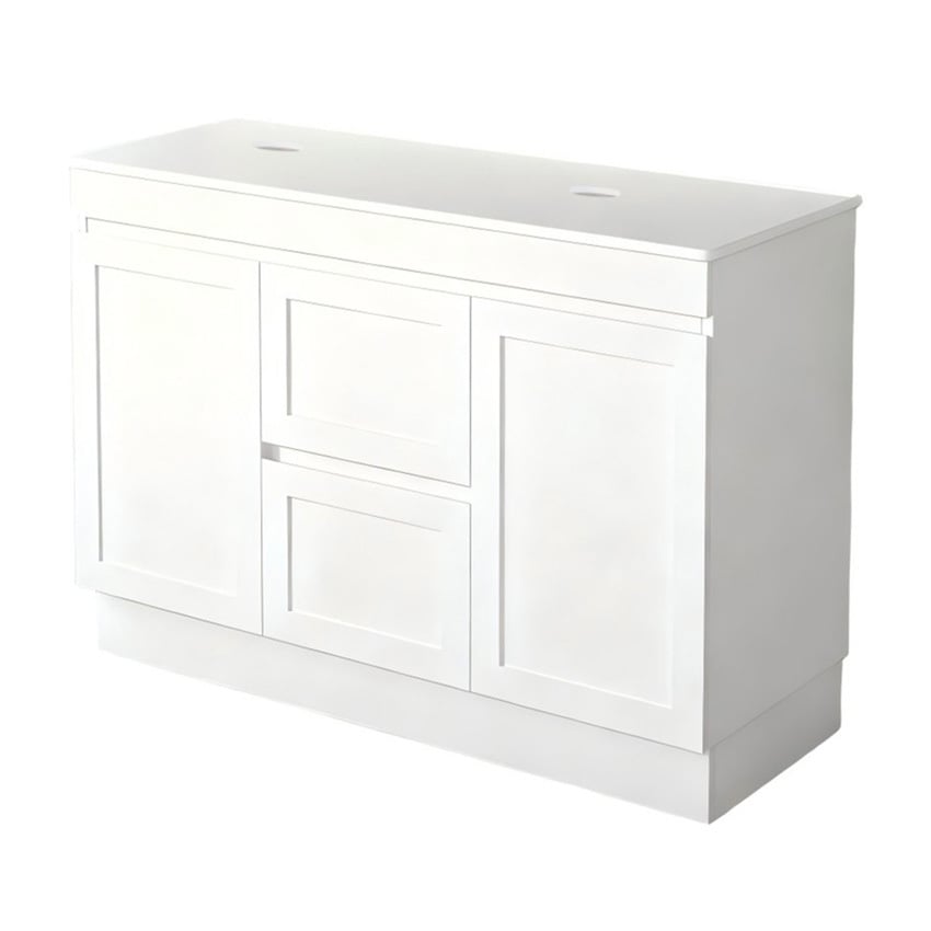 Stefania 1200mm Matte White Freestanding Double Vanity with Stone Countertop