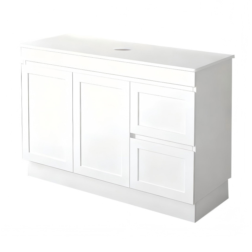 Stefania 1200mm Matte White Freestanding Single Vanity with Stone Countertop