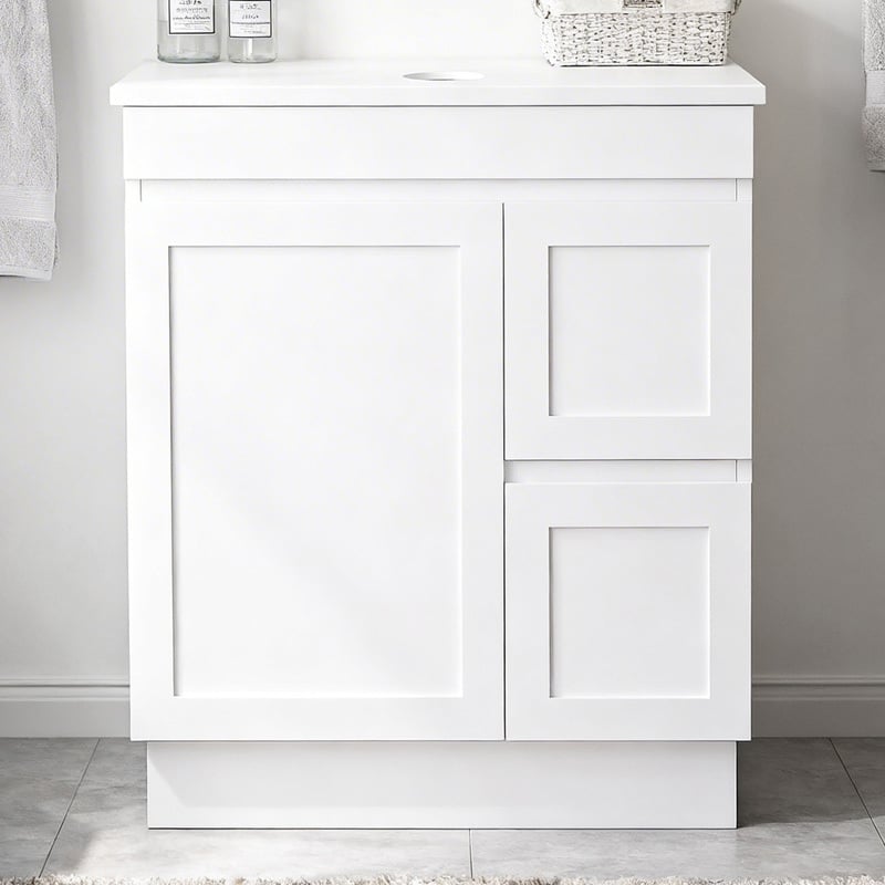 Stefania 750mm Matte White Freestanding Single Vanity with Stone Countertop