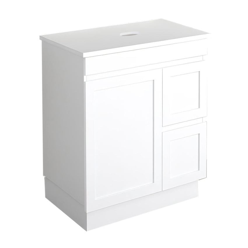 Stefania 750mm Matte White Freestanding Single Vanity with Stone Countertop