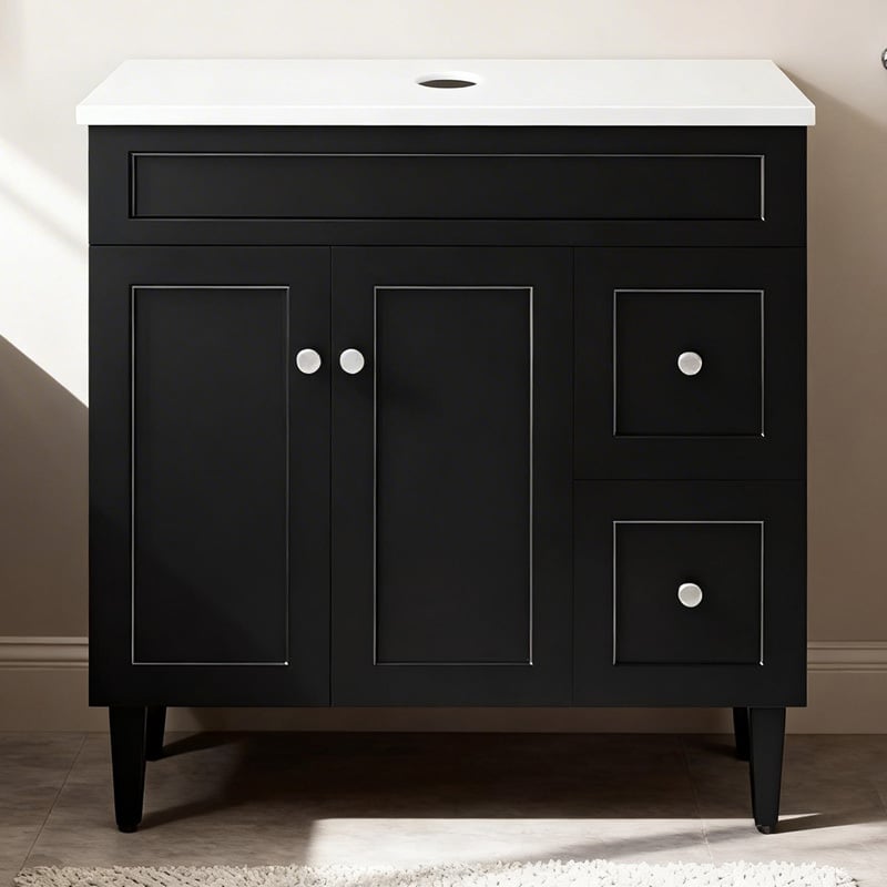 Seraphina 900mm Right Freestanding Single Vanity with Stone Countertop