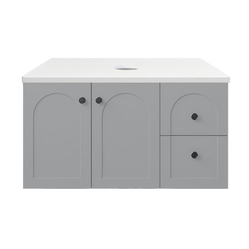 Stevie 900mm Right Wall Hung Single Vanity with Stone Countertop