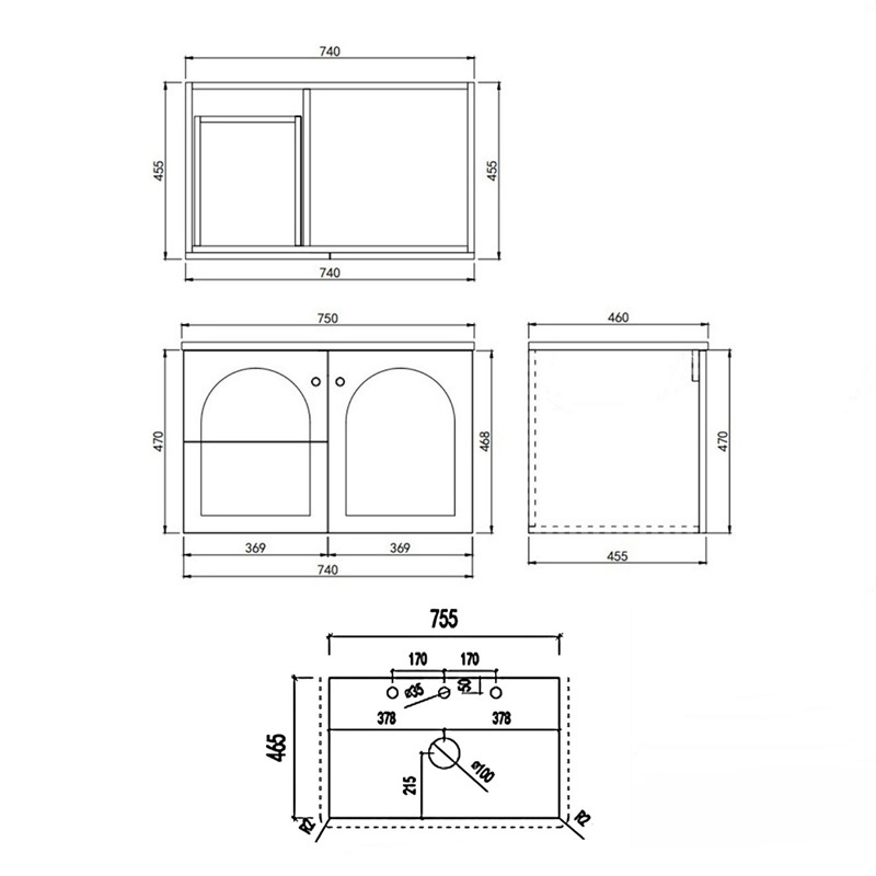 Stevie 750mm Wall Hung Single Vanity with Stone Countertop