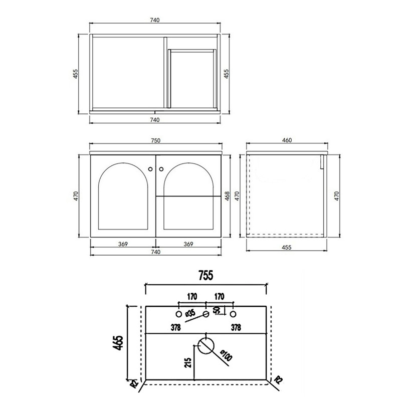 Stevie 750mm Wall Hung Single Vanity with Stone Countertop