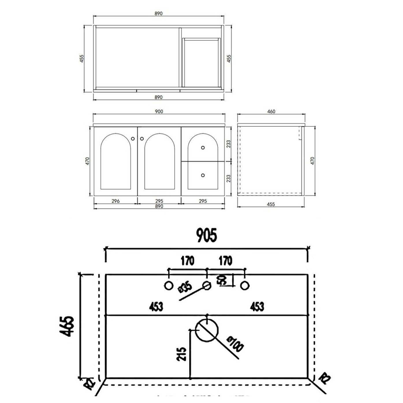 Stevie 900mm Wall Hung Single Vanity with Stone Countertop