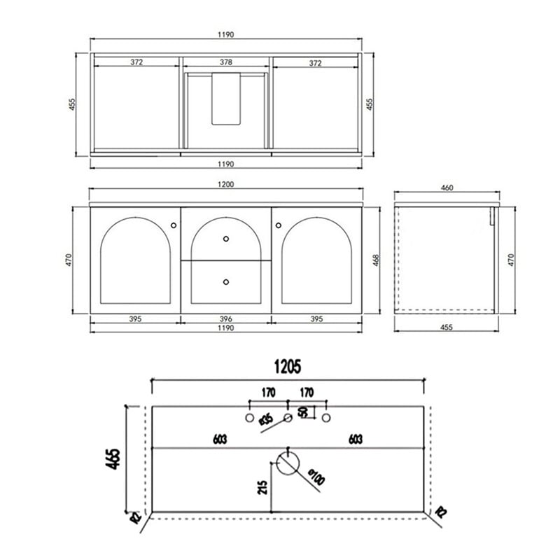 Stevie 1200mm Wall Hung Single Vanity with Stone Countertop