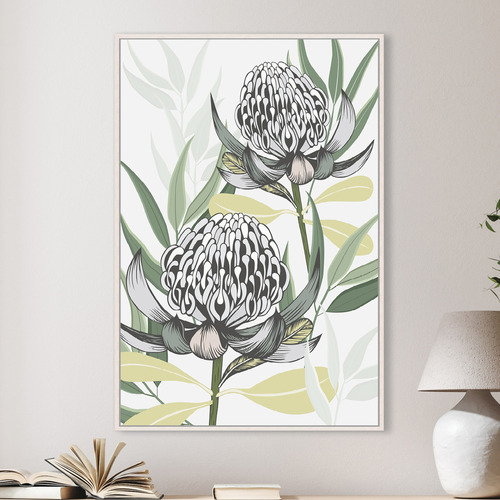 White Waratah I Printed Wall Art