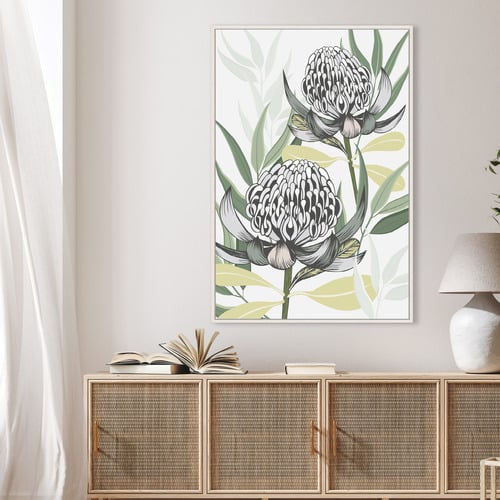 White Waratah I Printed Wall Art