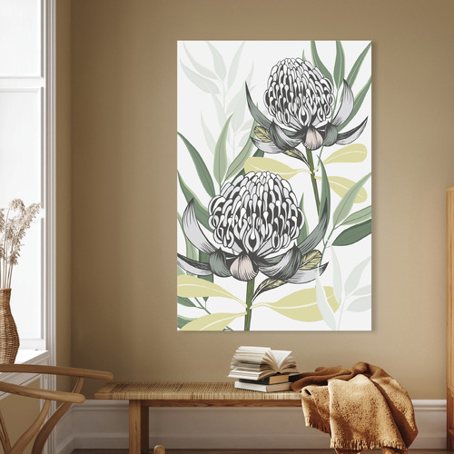 White Waratah I Printed Wall Art