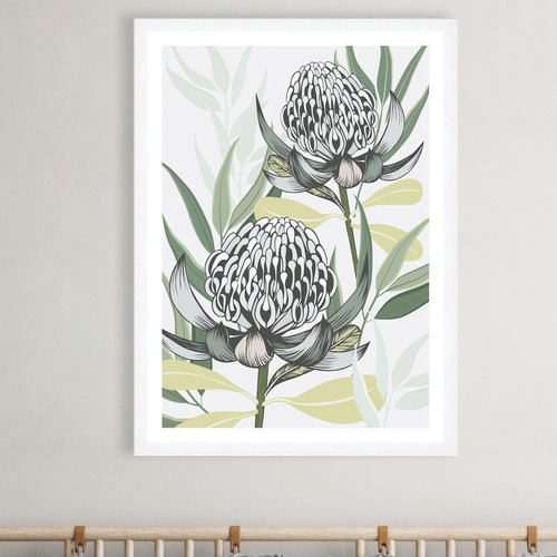 White Waratah I Printed Wall Art
