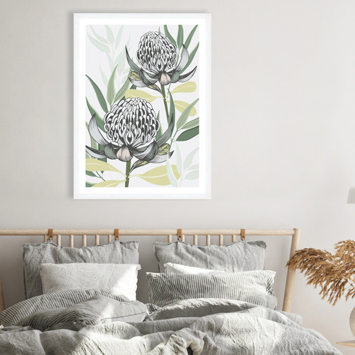 White Waratah I Printed Wall Art
