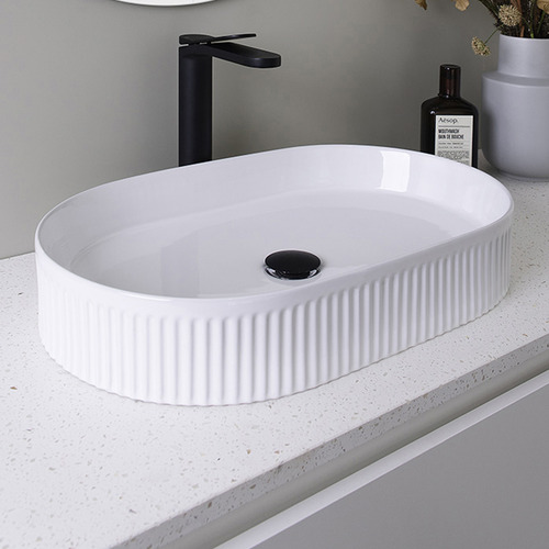 ArchitecturalDesigner Pill Fluted Above Counter Ceramic Basin | Temple ...