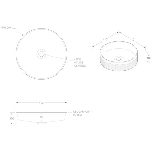 Round Fluted Ceramic Basin