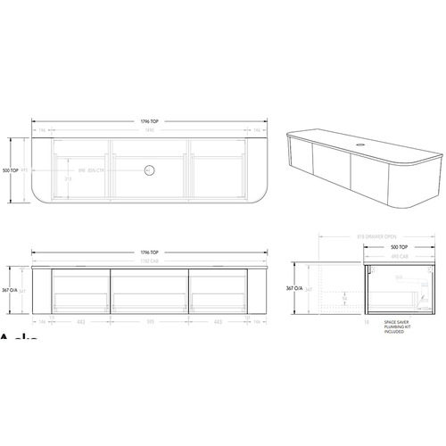 Waverley 1800mm Wall Hung Single Vanity Temple & ster