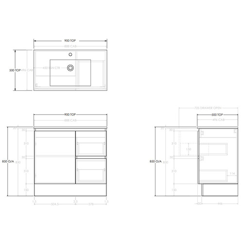 900mm Jane Vanity Unit