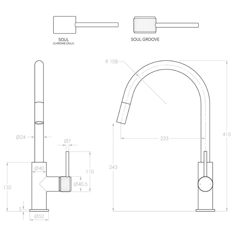 Soul Chrome Pull-Out Kitchen Mixer