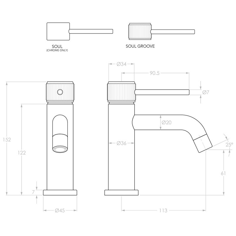 Soul 145mm Groove Basin Mixer