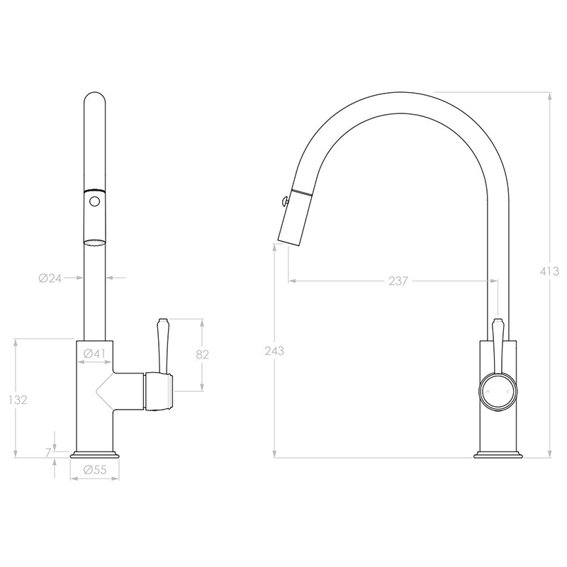 Eternal Brass Pull-Out Kitchen Mixer